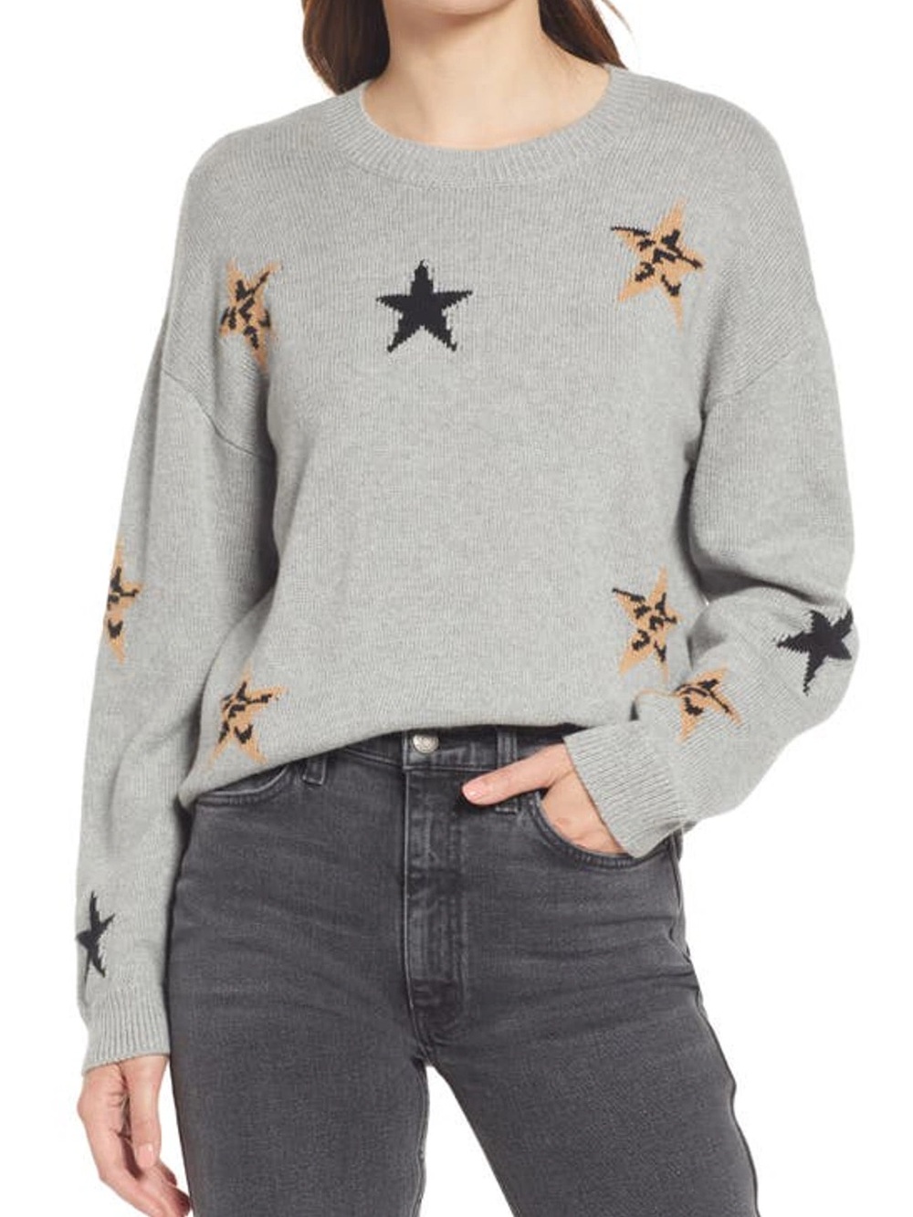 Rails Cashmere Blend Perci sweater Animal Print Stars size XS